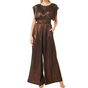MISA Los Angeles Burnished Bronze Ruched Waist Dolman Sleeve‎ Sophia Jumpsuit XS